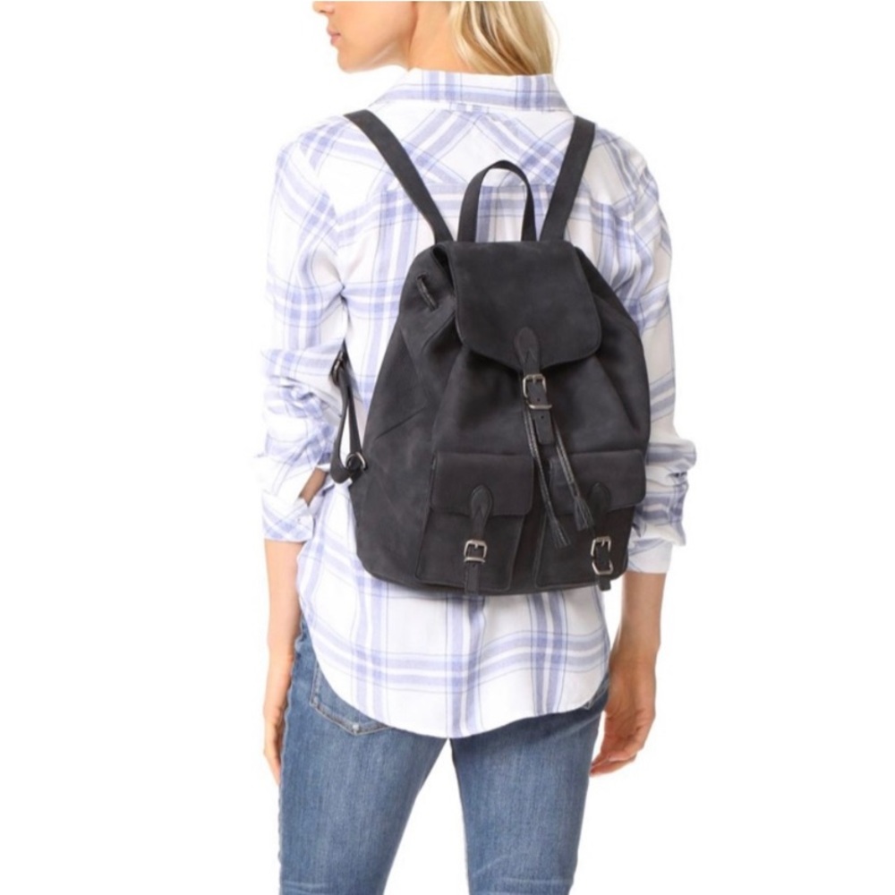 Rebecca Minkoff Leather Black Pebble Drawstring Backpack Purse “Alice”